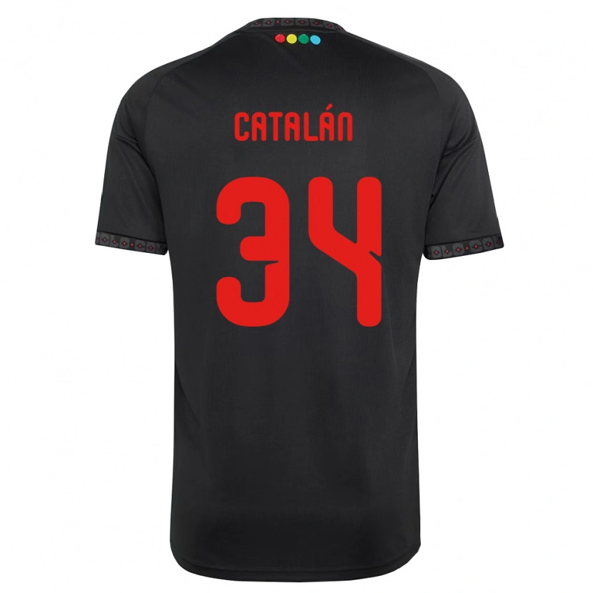 Danxen Niño Camiseta Rodrigo Catalán #34 Negro Rojo 2ª Equipación 2026/27 La Camisa