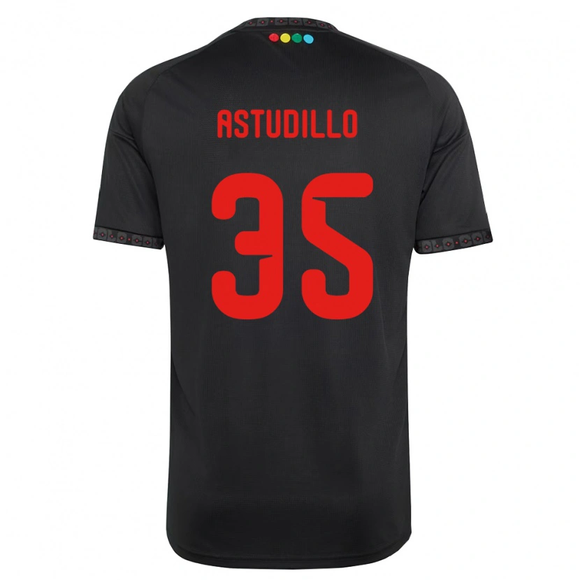 Danxen Niño Camiseta Jerall Astudillo #35 Negro Rojo 2ª Equipación 2026/27 La Camisa