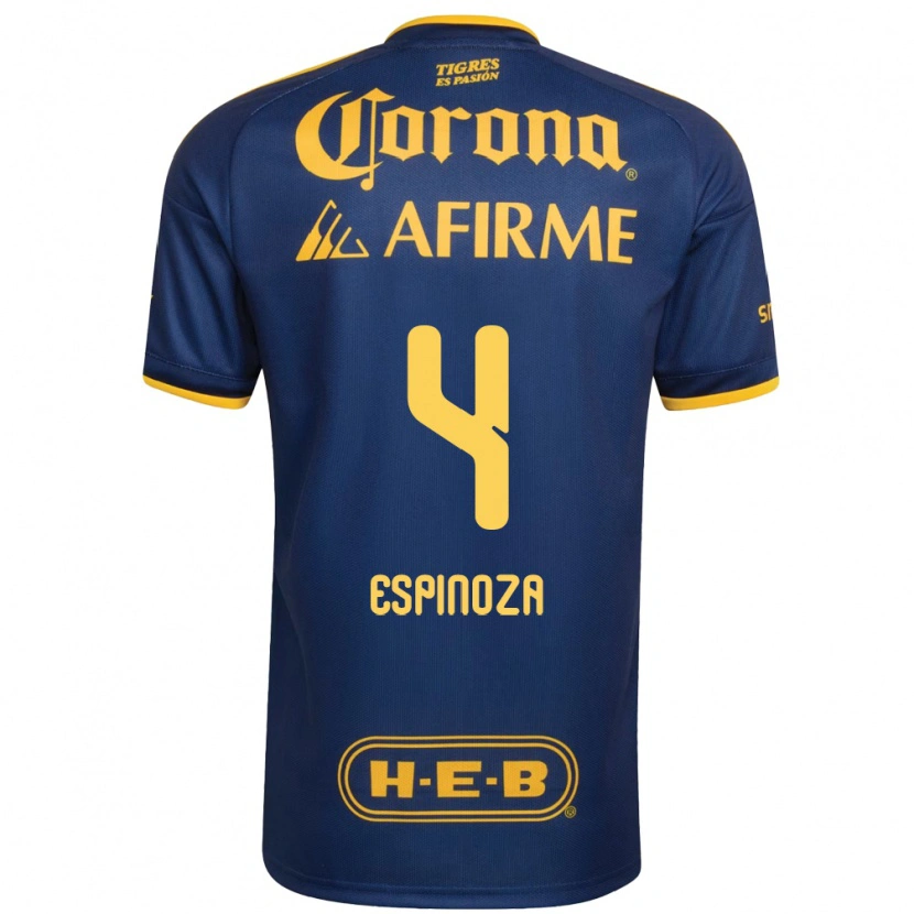 Danxen Niño Camiseta Greta Espinoza #4 Azul Real Amarillo 2ª Equipación 2026/27 La Camisa