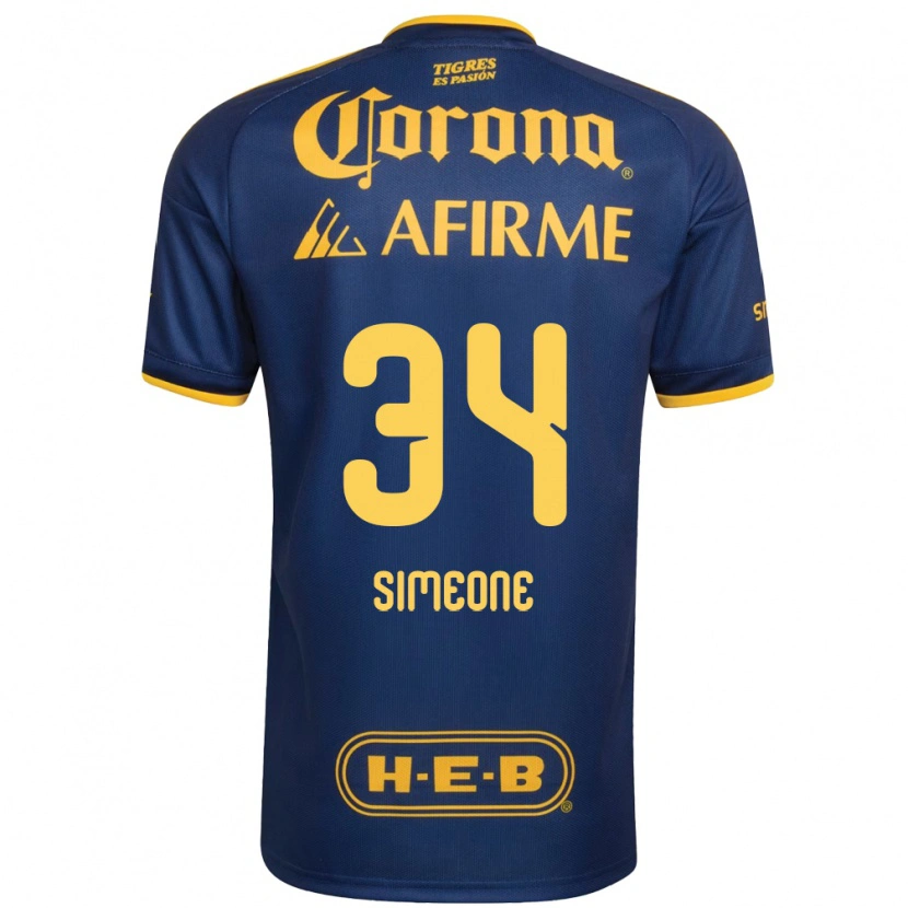 Danxen Niño Camiseta Henrique Simeone #34 Azul Real Amarillo 2ª Equipación 2026/27 La Camisa