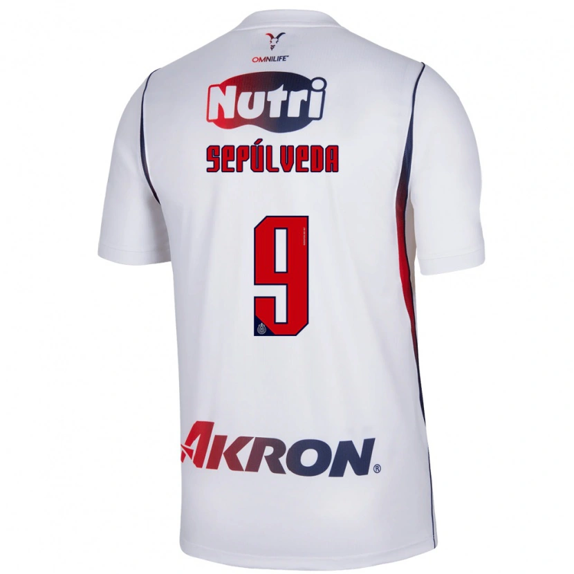 Danxen Niño Camiseta Ángel Sepúlveda #9 Blanco Azul Marino Rojo 2ª Equipación 2026/27 La Camisa