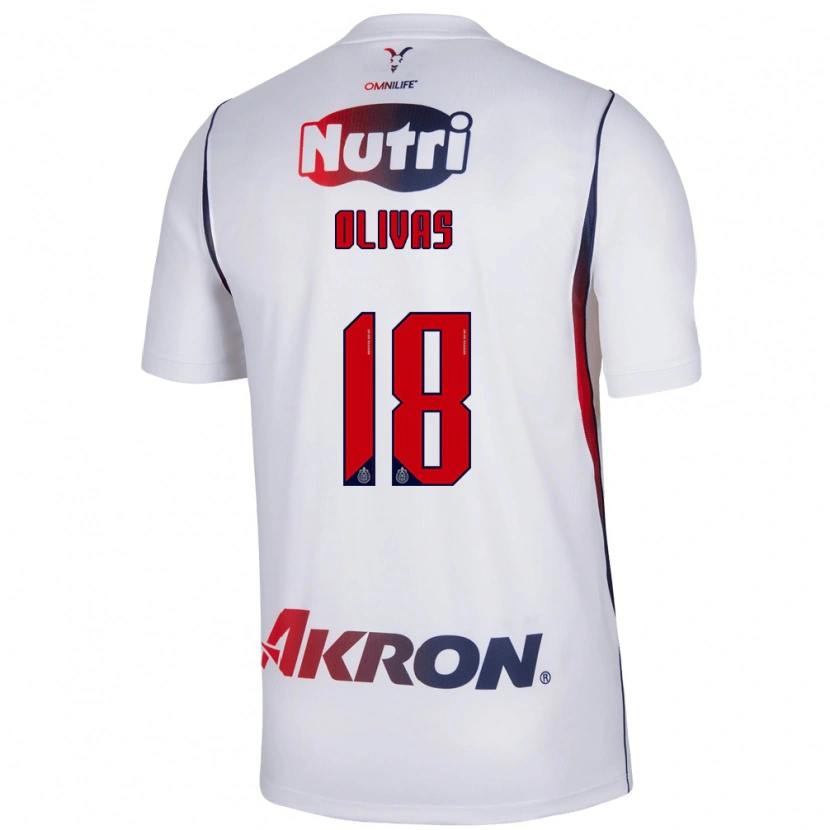Danxen Niño Camiseta Luis Olivas #18 Blanco Azul Marino Rojo 2ª Equipación 2026/27 La Camisa