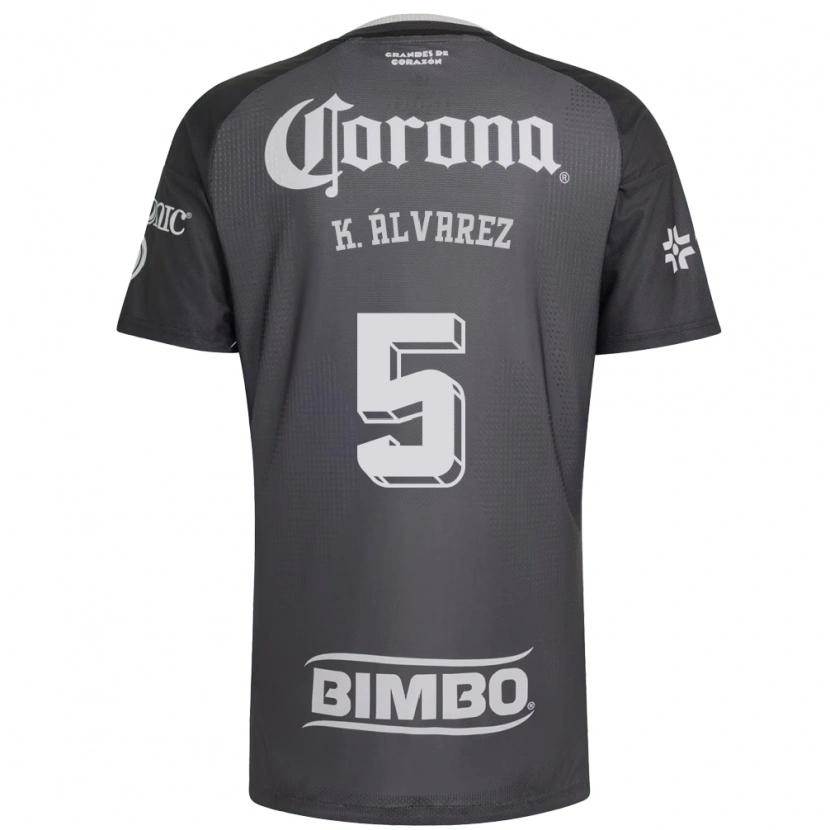 Danxen Niño Camiseta Kevin Álvarez #5 Gris Blanco Negro 2ª Equipación 2026/27 La Camisa