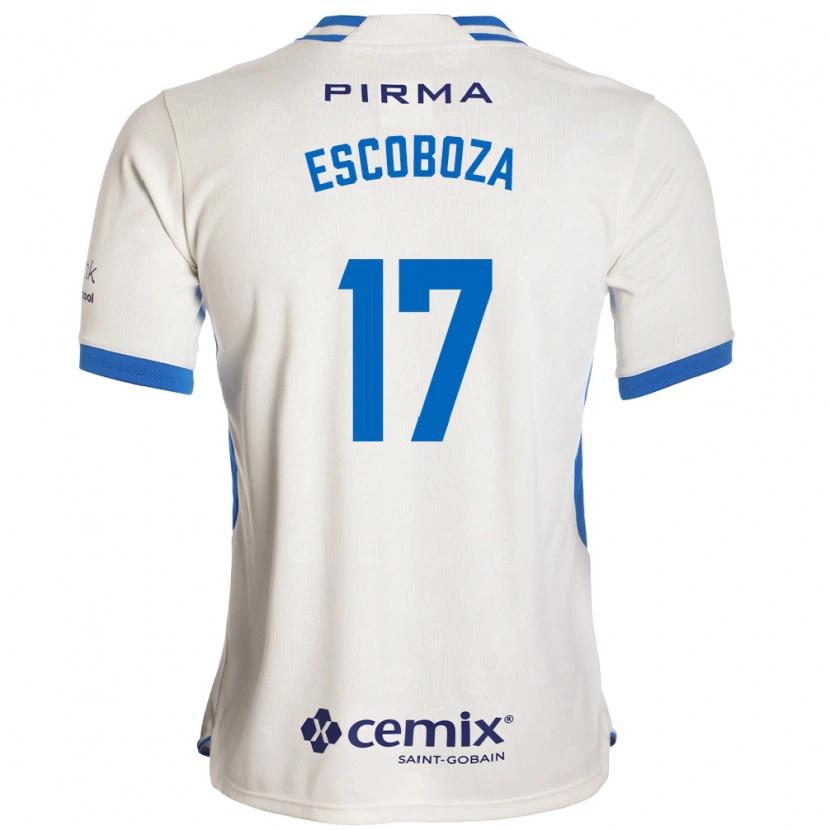 Danxen Niño Camiseta Alonso Escoboza #17 Blanco Azul Rojo 2ª Equipación 2026/27 La Camisa