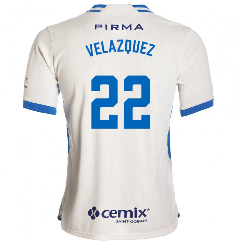 Danxen Niño Camiseta Hireri Velazquez #22 Blanco Azul Rojo 2ª Equipación 2026/27 La Camisa