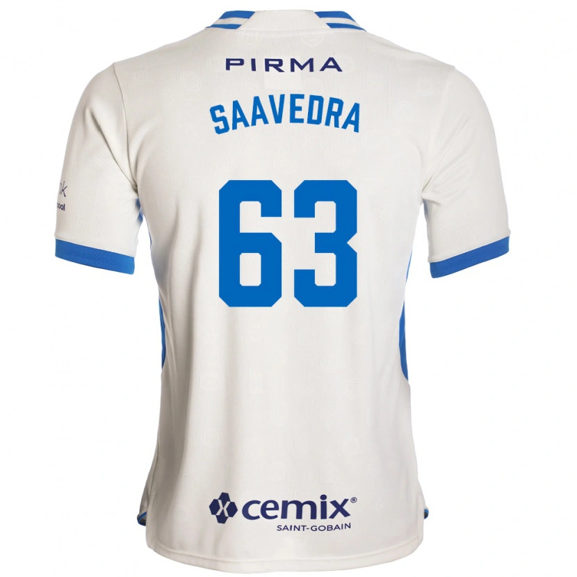 Danxen Niño Camiseta Ángel Saavedra #63 Blanco Azul Rojo 2ª Equipación 2026/27 La Camisa