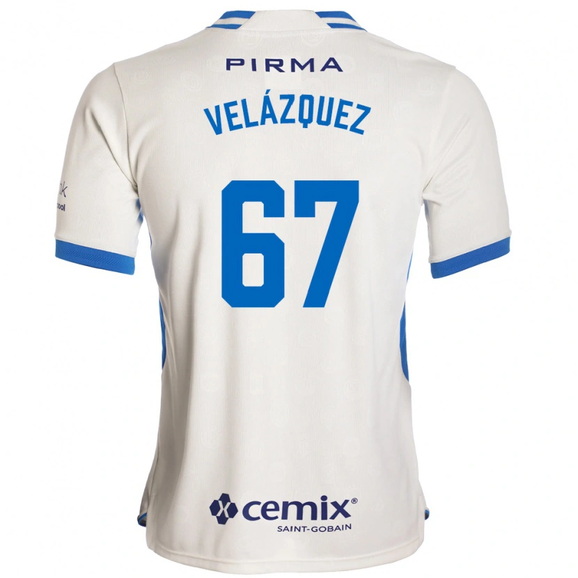 Danxen Niño Camiseta Jaziel Mendoza #67 Blanco Azul Rojo 2ª Equipación 2026/27 La Camisa