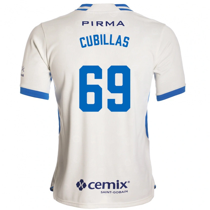 Danxen Niño Camiseta Andre Cubillas #69 Blanco Azul Rojo 2ª Equipación 2026/27 La Camisa