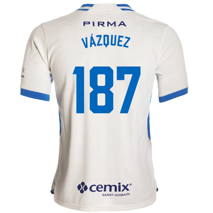 Danxen Niño Camiseta Cristian Vázquez #187 Blanco Azul Rojo 2ª Equipación 2026/27 La Camisa