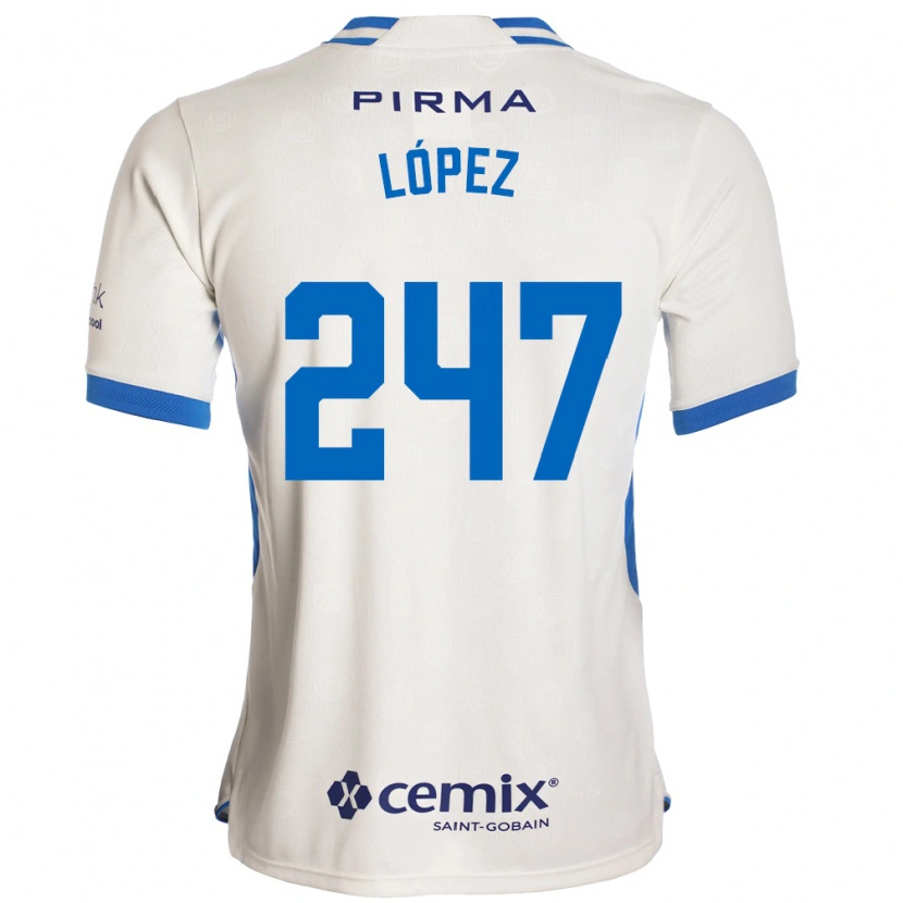Danxen Niño Camiseta Santiago López #247 Blanco Azul Rojo 2ª Equipación 2026/27 La Camisa