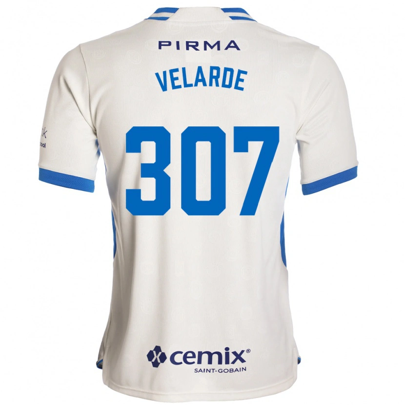 Danxen Niño Camiseta Juan Velarde #307 Blanco Azul Rojo 2ª Equipación 2026/27 La Camisa