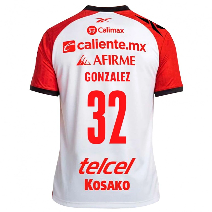 Danxen Niño Camiseta Carlos Gonzalez #32 Rojo Blanco Negro 2ª Equipación 2026/27 La Camisa