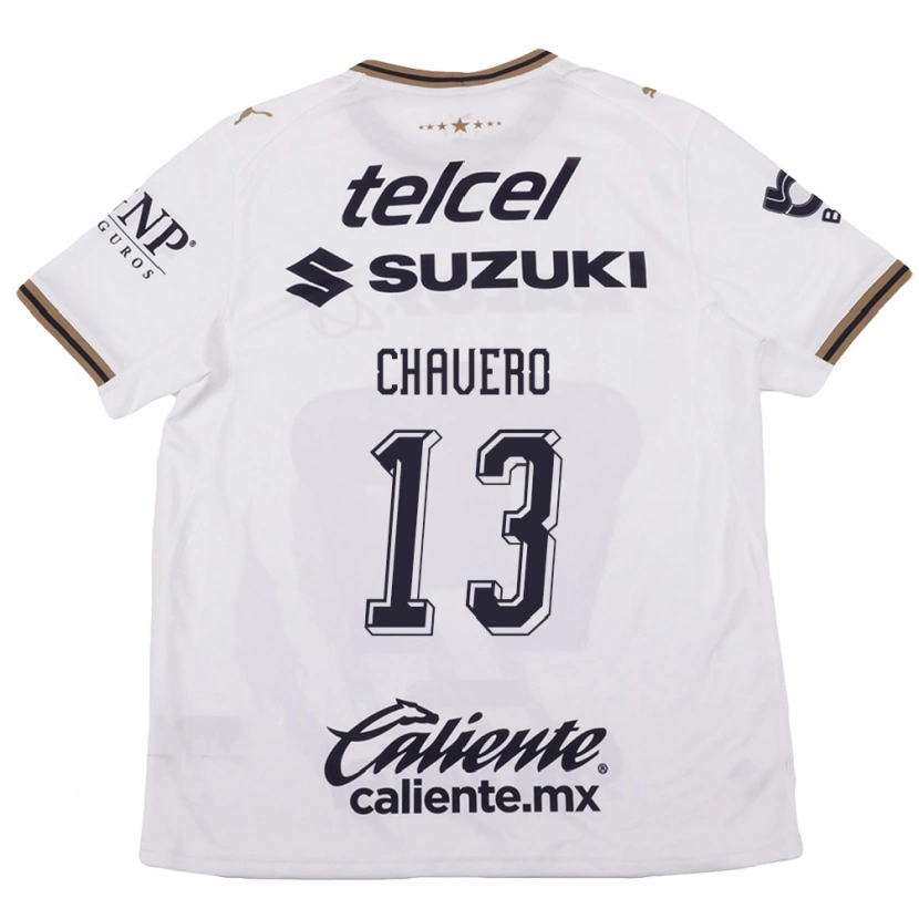 Danxen Niño Camiseta Paola Chavero #13 Blanco Negro Marrón 2ª Equipación 2026/27 La Camisa