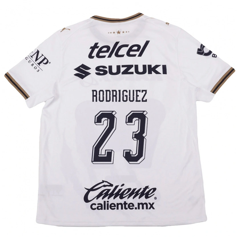 Danxen Niño Camiseta Catherine Rodriguez #23 Blanco Negro Marrón 2ª Equipación 2026/27 La Camisa