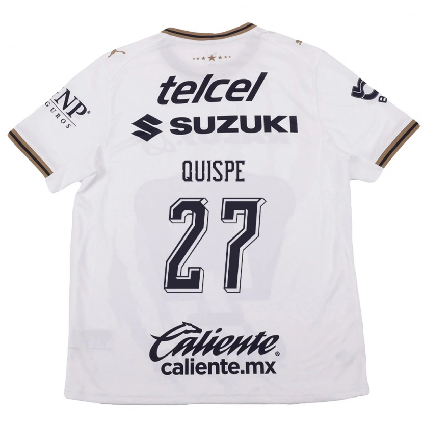 Danxen Niño Camiseta Piero Quispe #27 Blanco Negro Marrón 2ª Equipación 2026/27 La Camisa