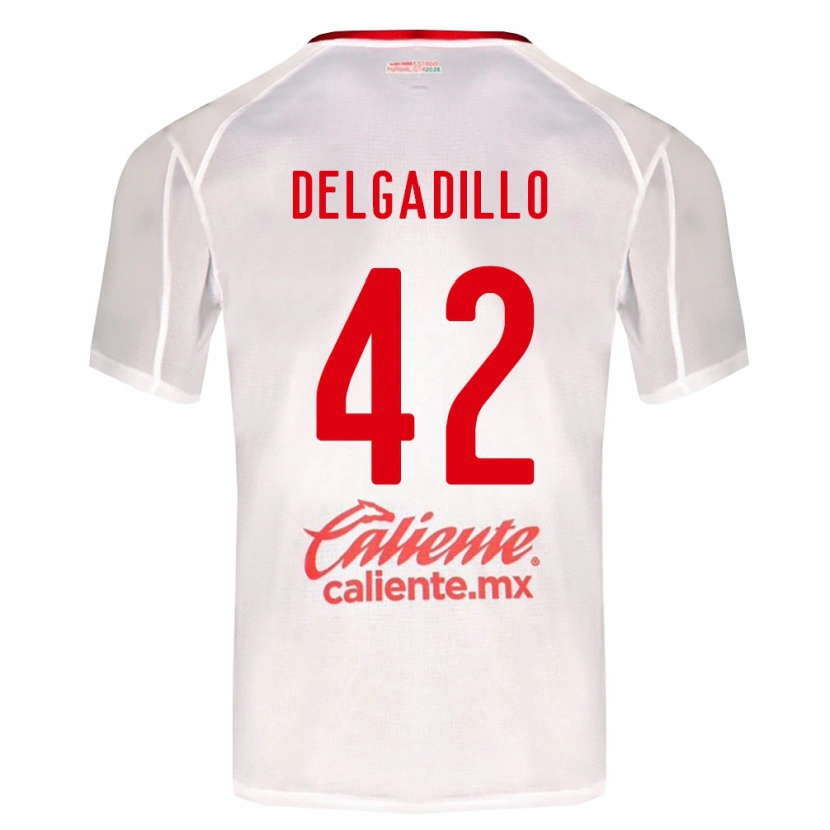 Danxen Niño Camiseta Diego Delgadillo #42 Blanco Verde Rojo 2ª Equipación 2026/27 La Camisa