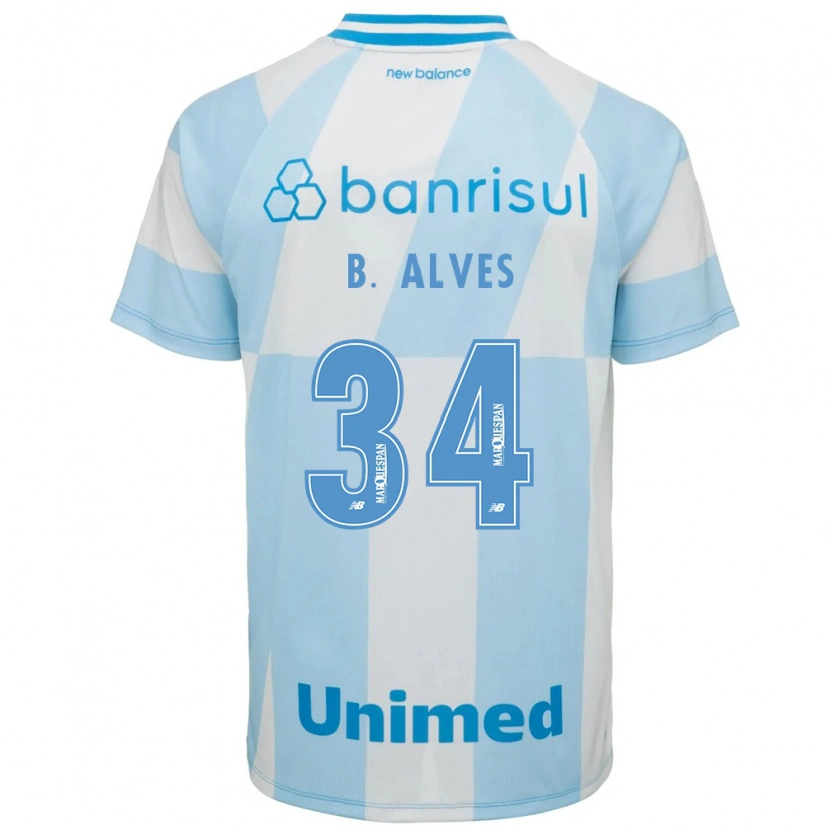 Danxen Niño Camiseta Bruno Alves #34 Azul Claro Blanco 2ª Equipación 2026/27 La Camisa