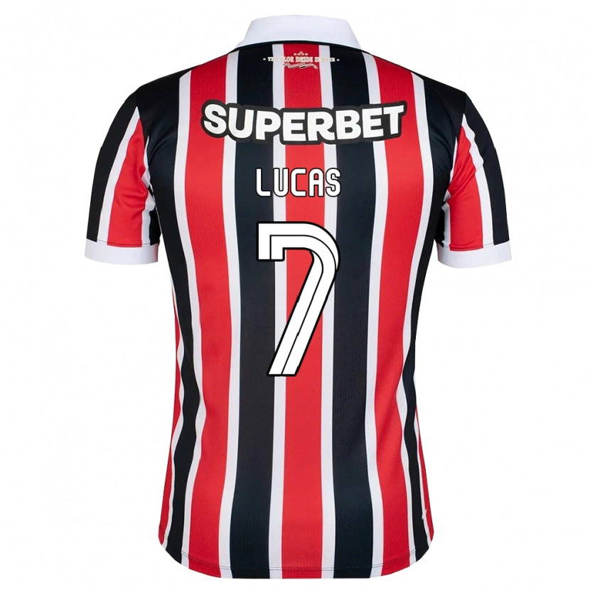 Danxen Niño Camiseta Lucas Moura #7 Rojo Blanco Negro 2ª Equipación 2026/27 La Camisa