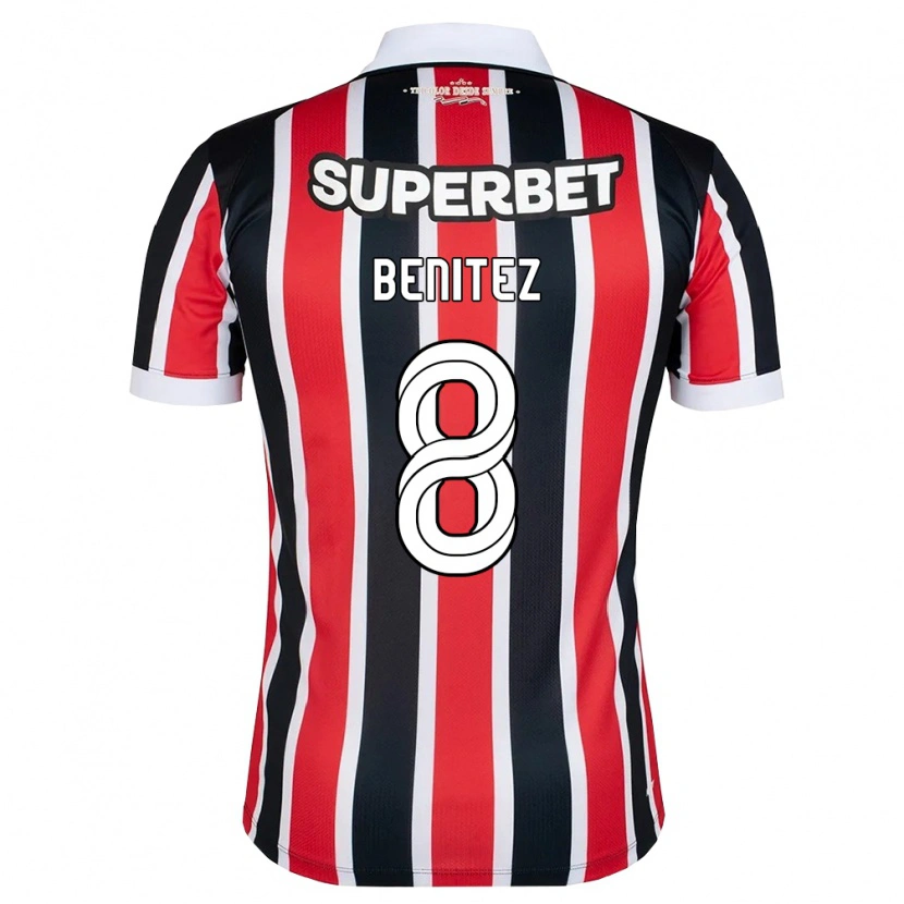 Danxen Niño Camiseta Martin Benitez #8 Rojo Blanco Negro 2ª Equipación 2026/27 La Camisa