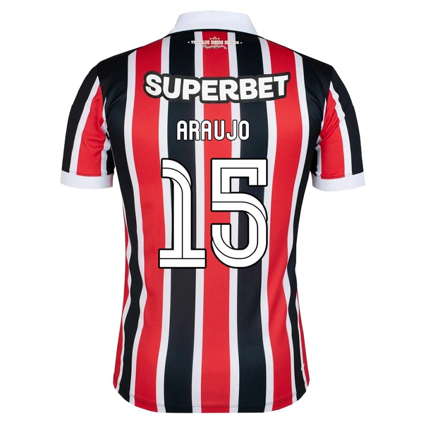 Danxen Niño Camiseta Michel Araújo #15 Rojo Blanco Negro 2ª Equipación 2026/27 La Camisa