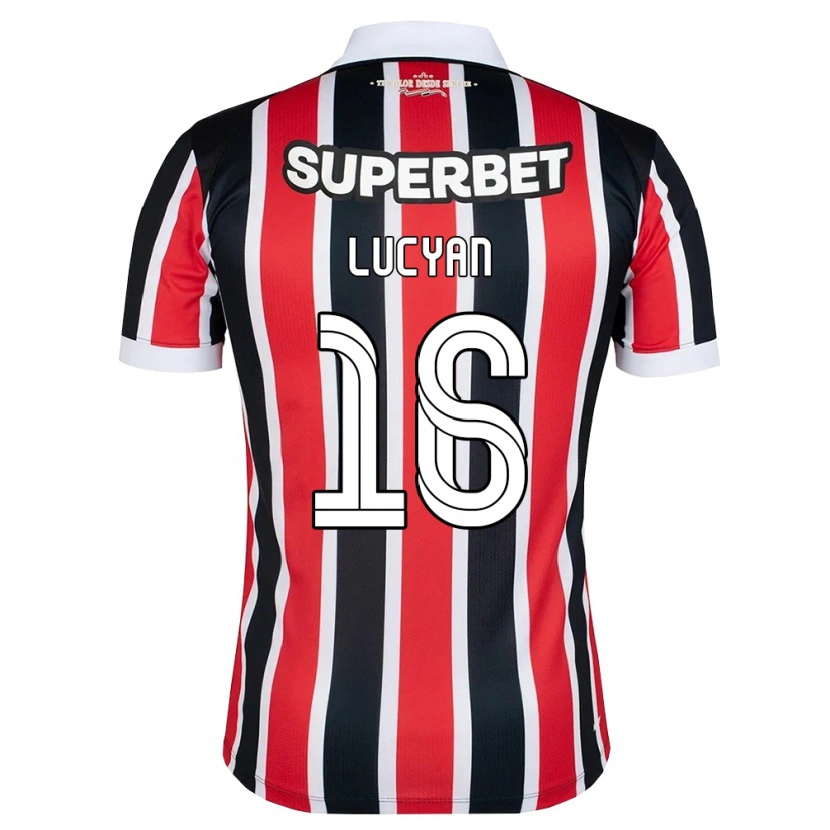 Danxen Niño Camiseta Lucyan Gabriel Arruda Delgado #16 Rojo Blanco Negro 2ª Equipación 2026/27 La Camisa
