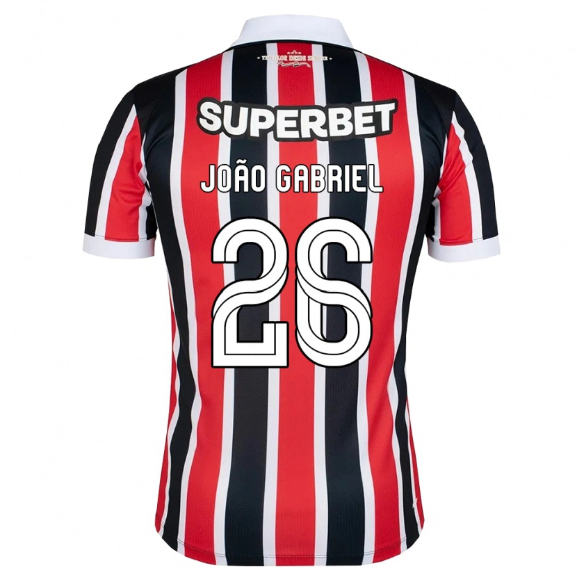 Danxen Niño Camiseta João Gabriel #26 Rojo Blanco Negro 2ª Equipación 2026/27 La Camisa