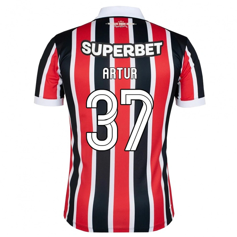 Danxen Niño Camiseta Artur Victor Guimarães #37 Rojo Blanco Negro 2ª Equipación 2026/27 La Camisa