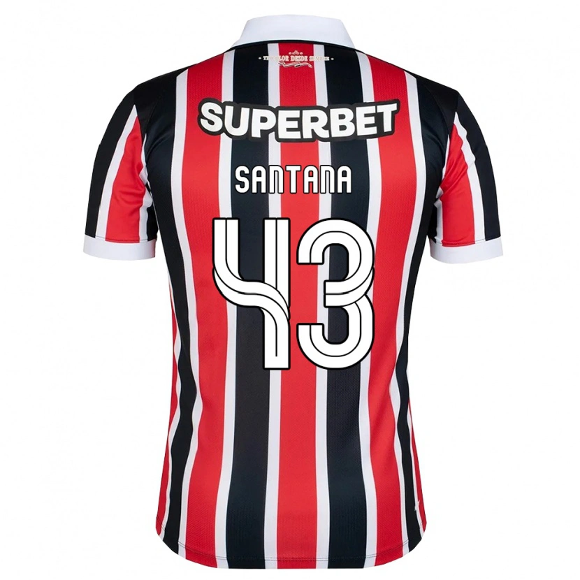 Danxen Niño Camiseta Gustavo Santana #43 Rojo Blanco Negro 2ª Equipación 2026/27 La Camisa