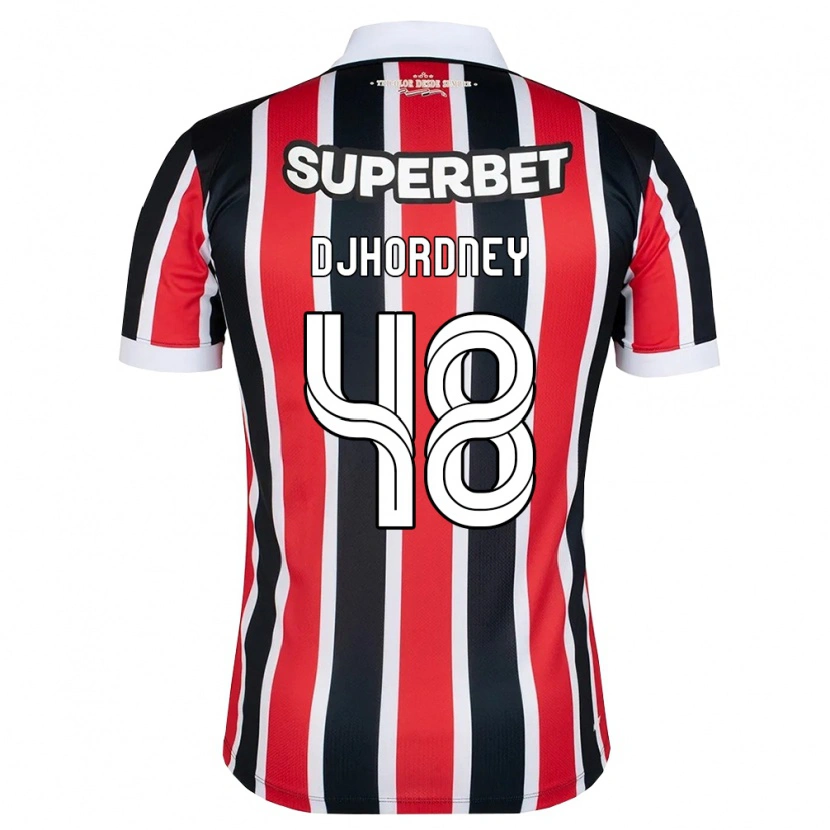 Danxen Niño Camiseta Djhordney Ferreira #48 Rojo Blanco Negro 2ª Equipación 2026/27 La Camisa