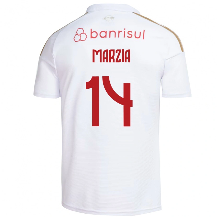 Danxen Niño Camiseta Marzia #14 Blanco Rojo 2ª Equipación 2026/27 La Camisa