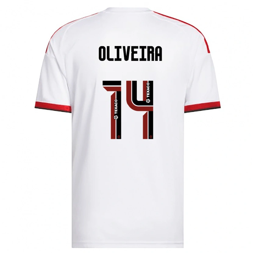 Danxen Niño Camiseta Gustavo Oliveira #14 Blanco Rojo Negro 2ª Equipación 2026/27 La Camisa