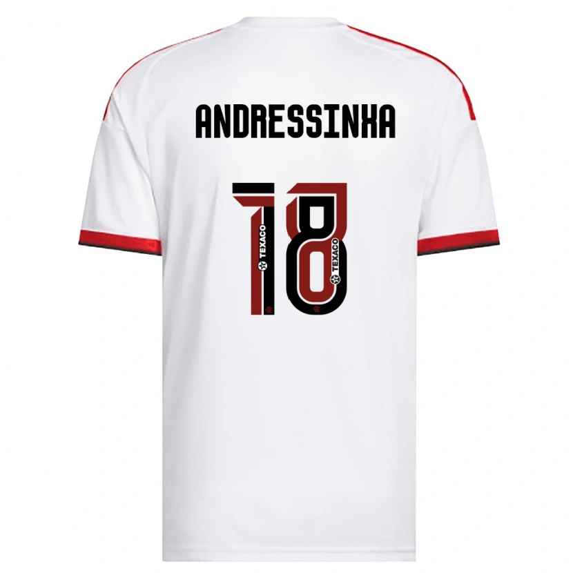 Danxen Niño Camiseta Andressinha #18 Blanco Rojo Negro 2ª Equipación 2026/27 La Camisa