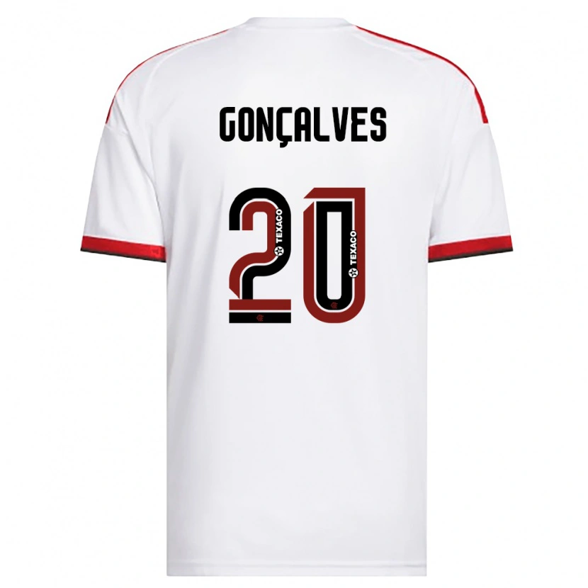 Danxen Niño Camiseta Matheus Gonçalves #20 Blanco Rojo Negro 2ª Equipación 2026/27 La Camisa