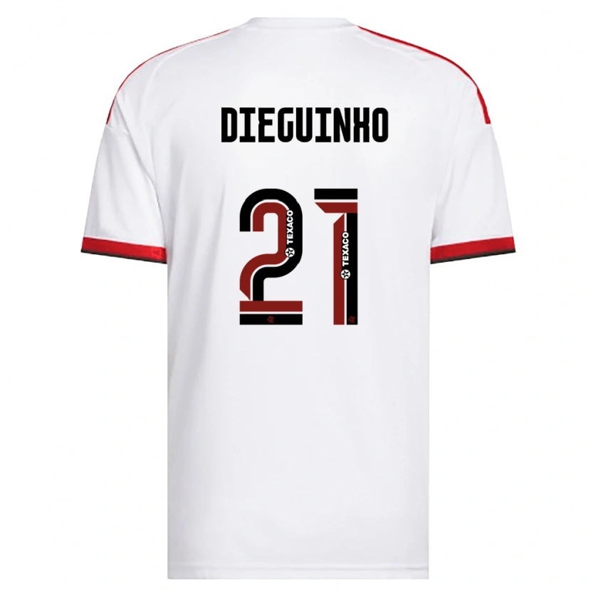 Danxen Niño Camiseta Diego Guimarães Das Neves #21 Blanco Rojo Negro 2ª Equipación 2026/27 La Camisa