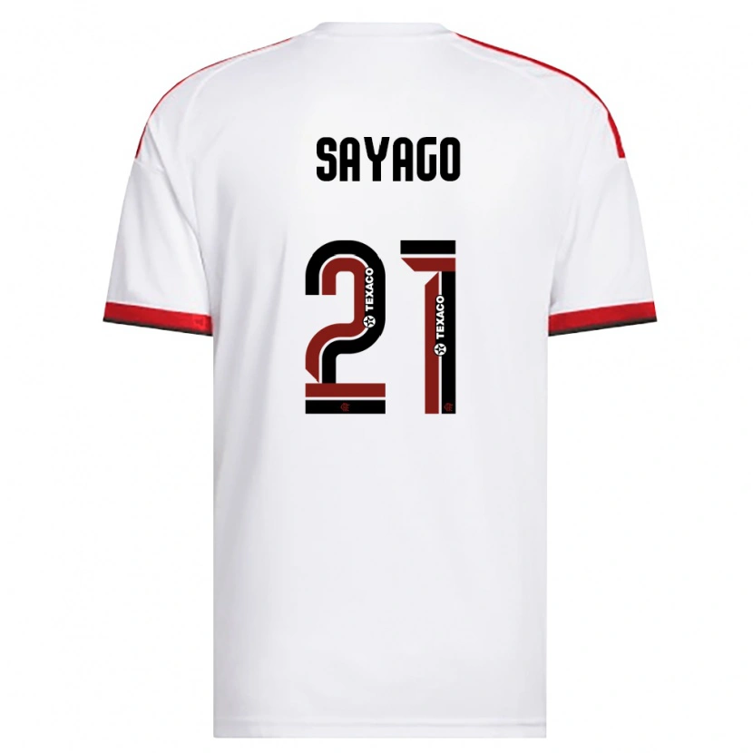 Danxen Niño Camiseta Juan Sayago #21 Blanco Rojo Negro 2ª Equipación 2026/27 La Camisa