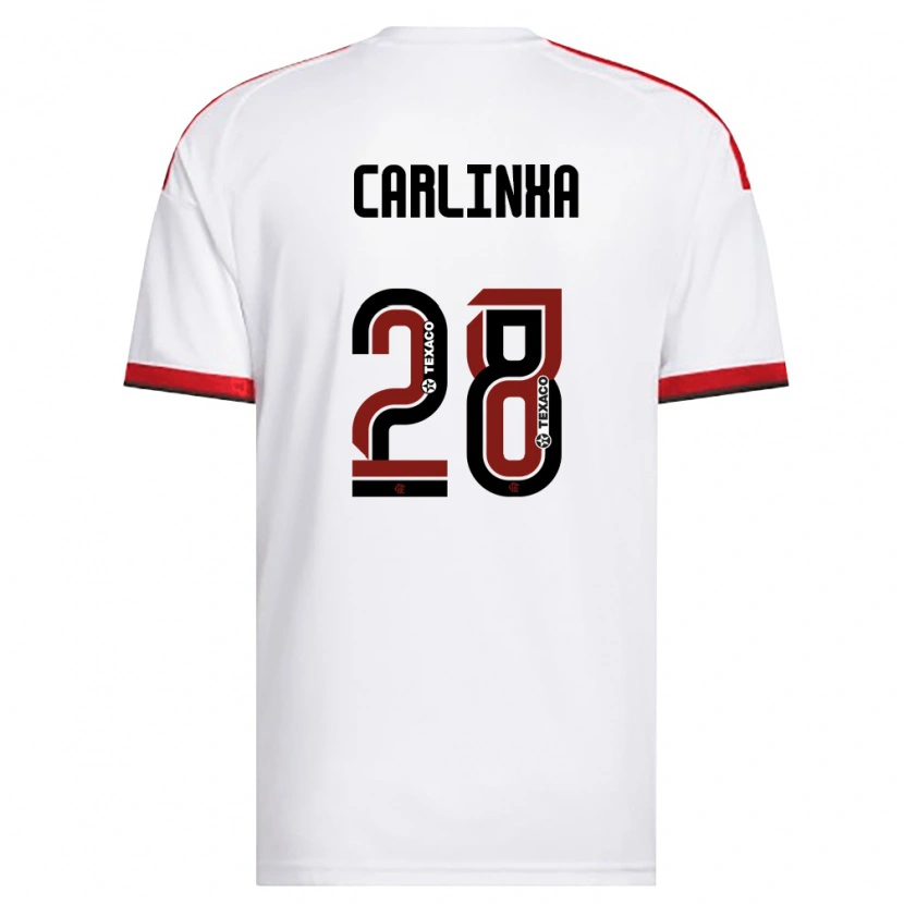 Danxen Niño Camiseta Carlinha #28 Blanco Rojo Negro 2ª Equipación 2026/27 La Camisa