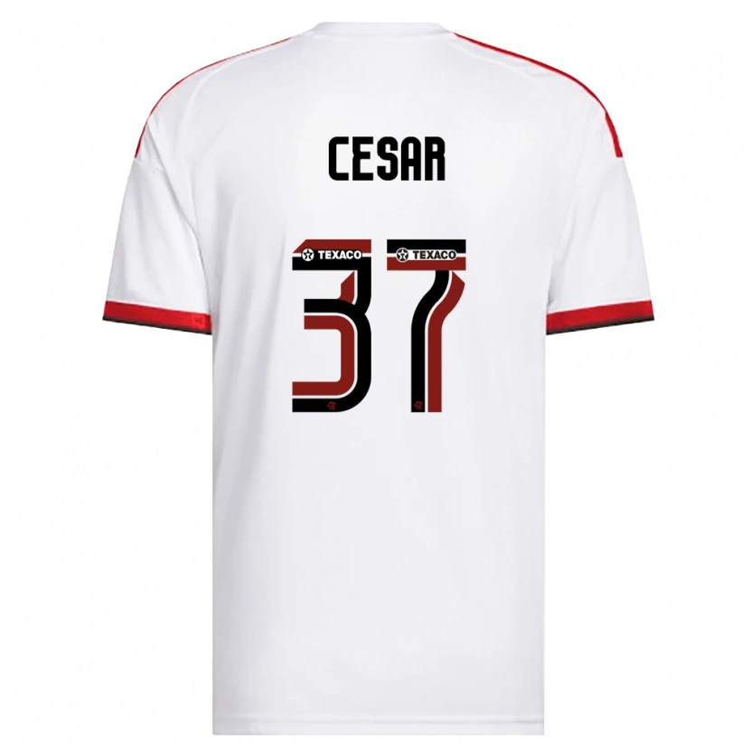 Danxen Niño Camiseta Cesar #37 Blanco Rojo Negro 2ª Equipación 2026/27 La Camisa