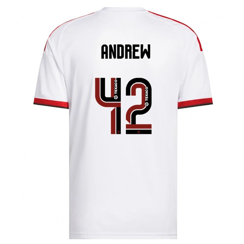 Danxen Niño Camiseta Andrew Da Silva Ventura #42 Blanco Rojo Negro 2ª Equipación 2026/27 La Camisa