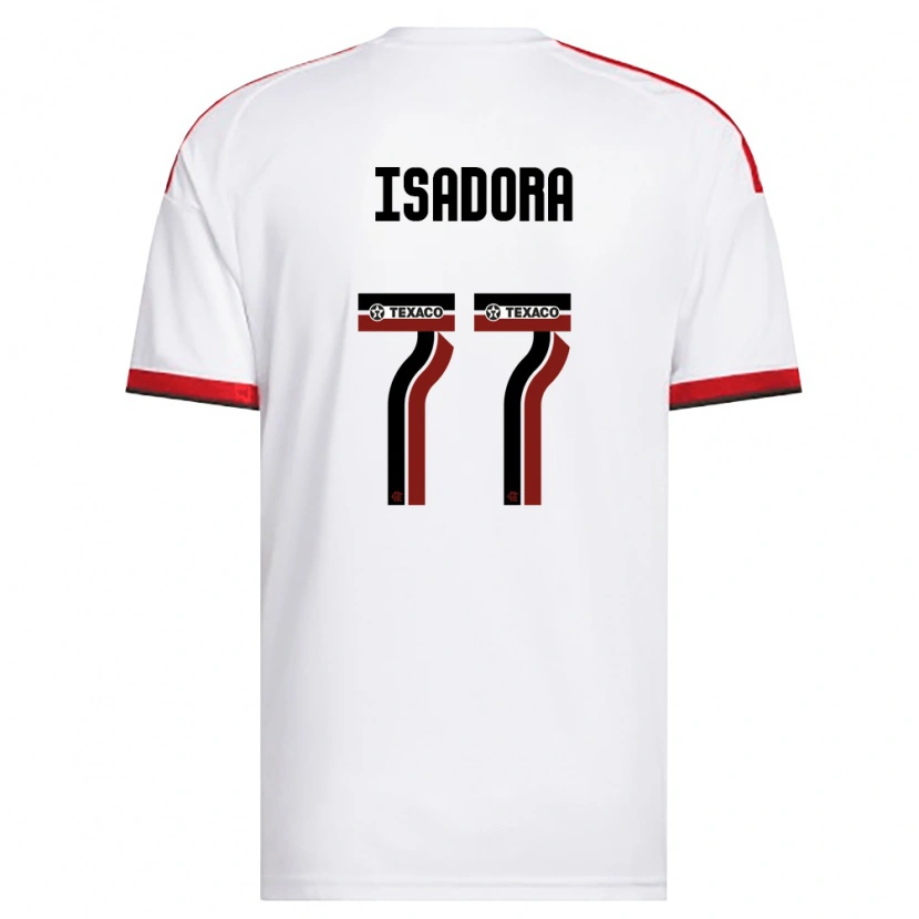 Danxen Niño Camiseta Isadora #77 Blanco Rojo Negro 2ª Equipación 2026/27 La Camisa