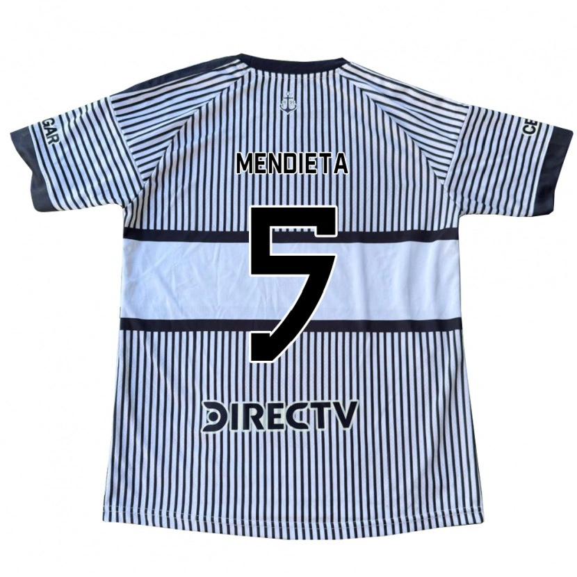 Danxen Niño Camiseta Julián Mendieta #5 Blanco Negro Amarillo 2ª Equipación 2026/27 La Camisa
