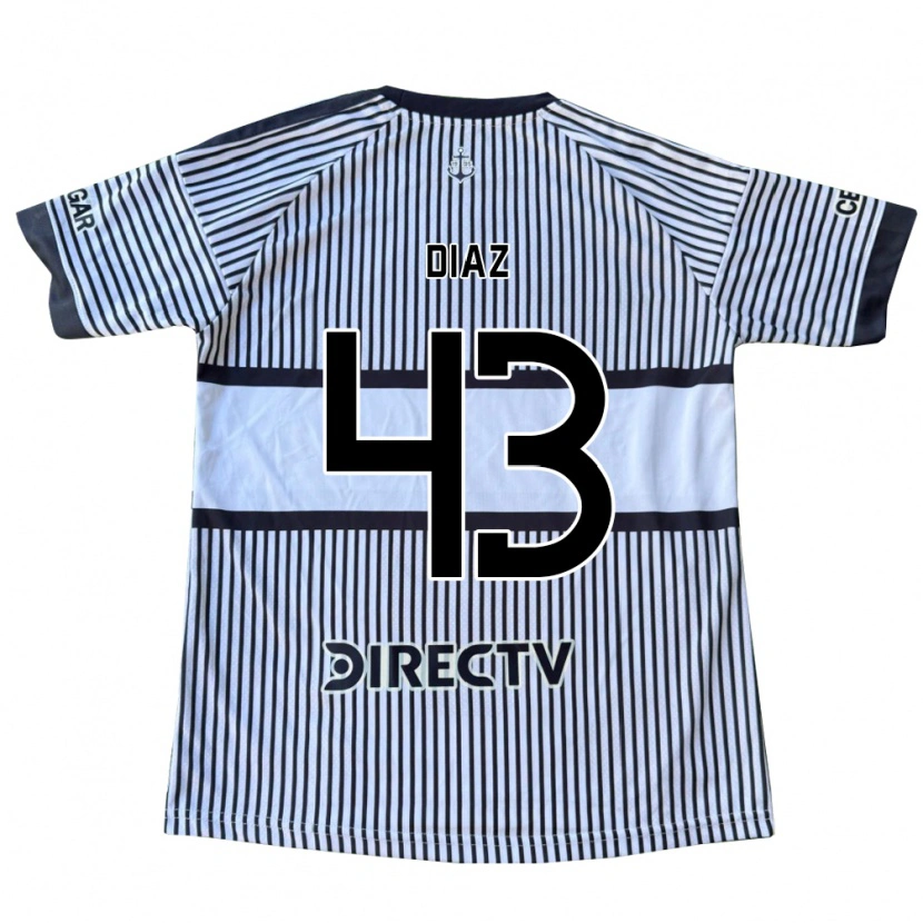 Danxen Niño Camiseta Tomas Diaz #43 Blanco Negro Amarillo 2ª Equipación 2026/27 La Camisa
