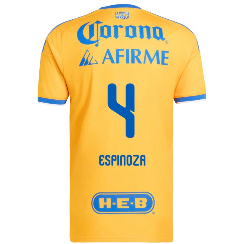 Danxen Hombre Camiseta Greta Espinoza #4 Amarillo Azul 1ª Equipación 2026/27 La Camisa