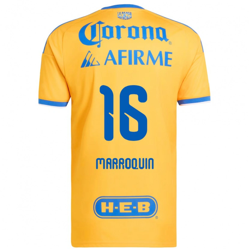 Danxen Hombre Camiseta Ammanda Marroquin #16 Amarillo Azul 1ª Equipación 2026/27 La Camisa