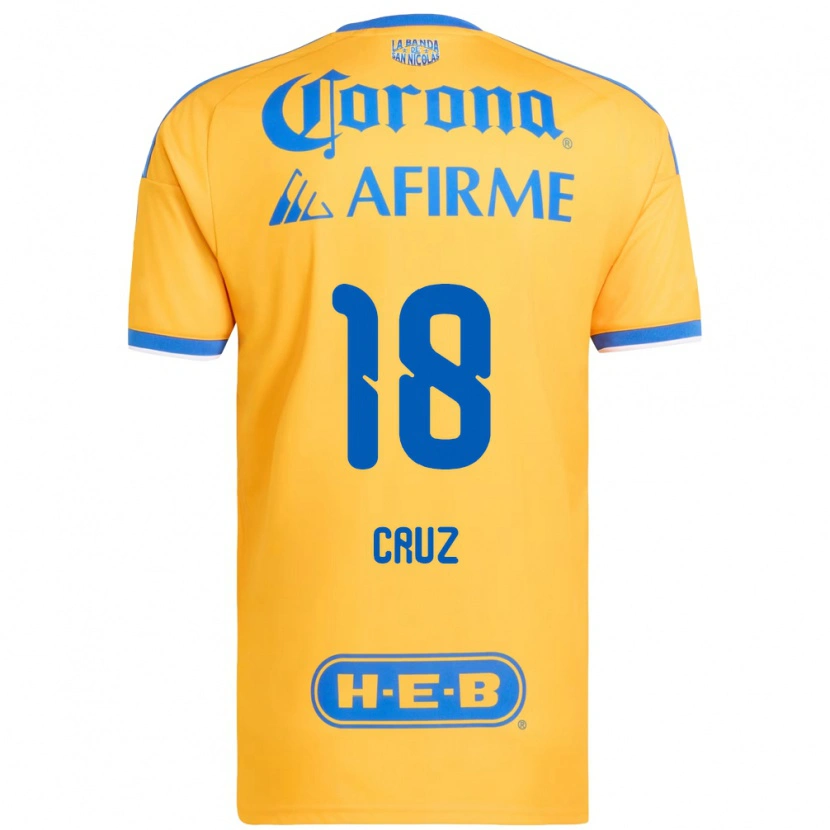 Danxen Hombre Camiseta Belen Cruz #18 Amarillo Azul 1ª Equipación 2026/27 La Camisa