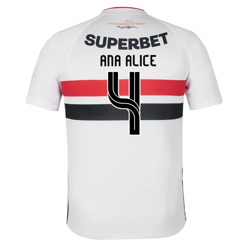Danxen Hombre Camiseta Ana Alice Luciano Da Silva #4 Blanco Rojo Negro 1ª Equipación 2026/27 La Camisa