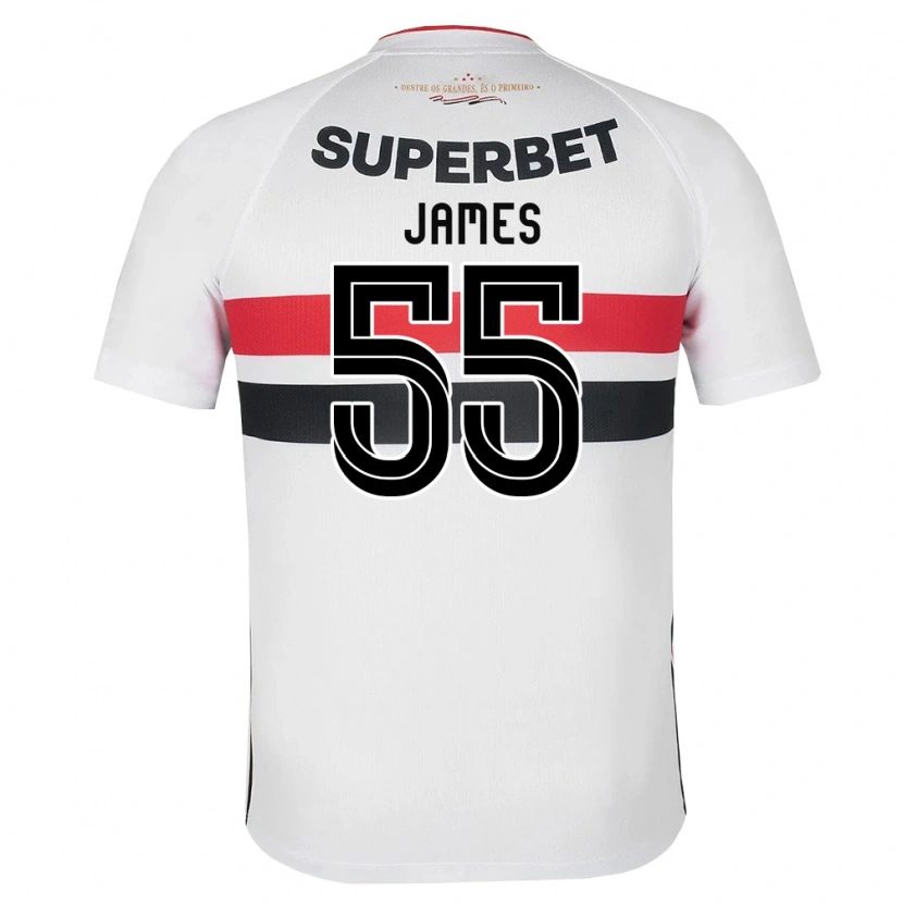 Danxen Hombre Camiseta James Rodriguez #55 Blanco Rojo Negro 1ª Equipación 2026/27 La Camisa