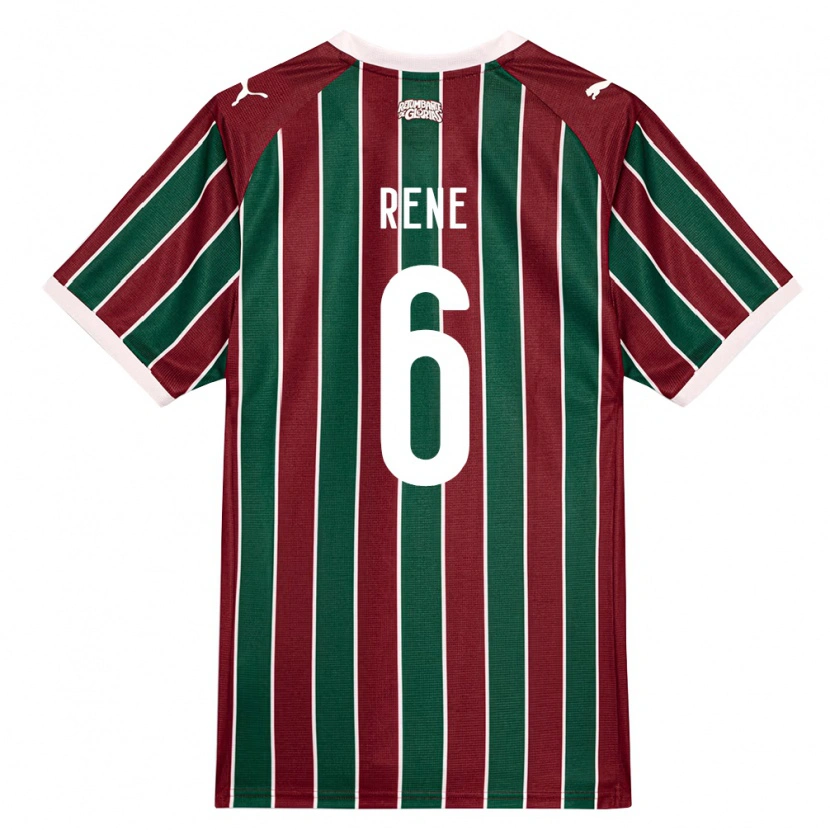 Danxen Hombre Camiseta Renê Rodrigues Martins #6 Verde Borgoña Blanco 1ª Equipación 2026/27 La Camisa