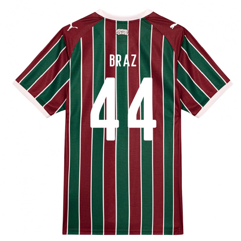 Danxen Hombre Camiseta David Braz #44 Verde Borgoña Blanco 1ª Equipación 2026/27 La Camisa