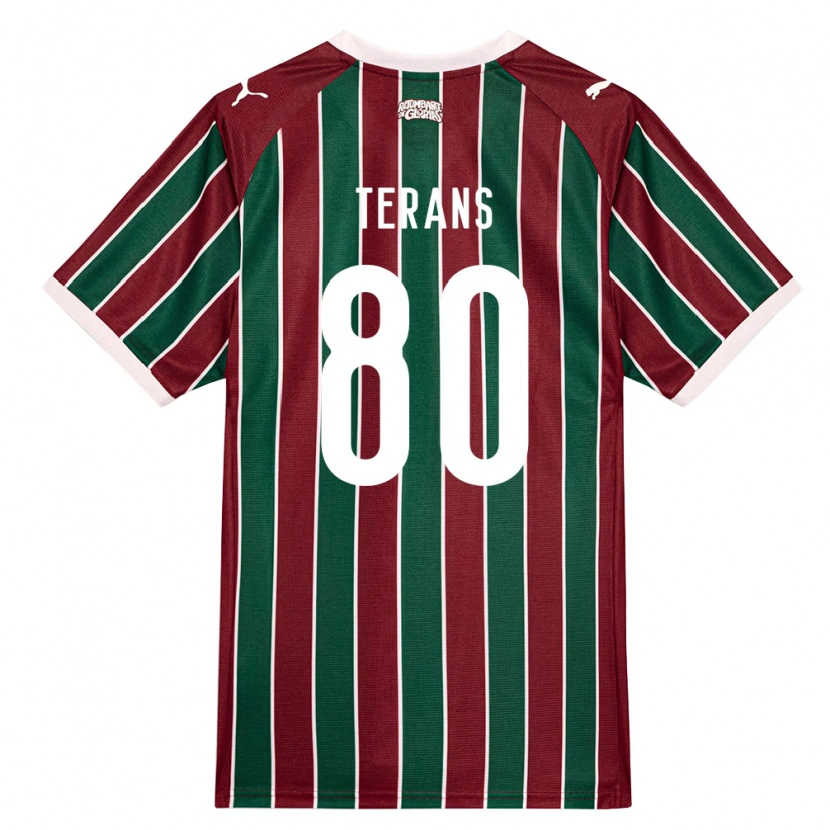 Danxen Hombre Camiseta David Terans #80 Verde Borgoña Blanco 1ª Equipación 2026/27 La Camisa
