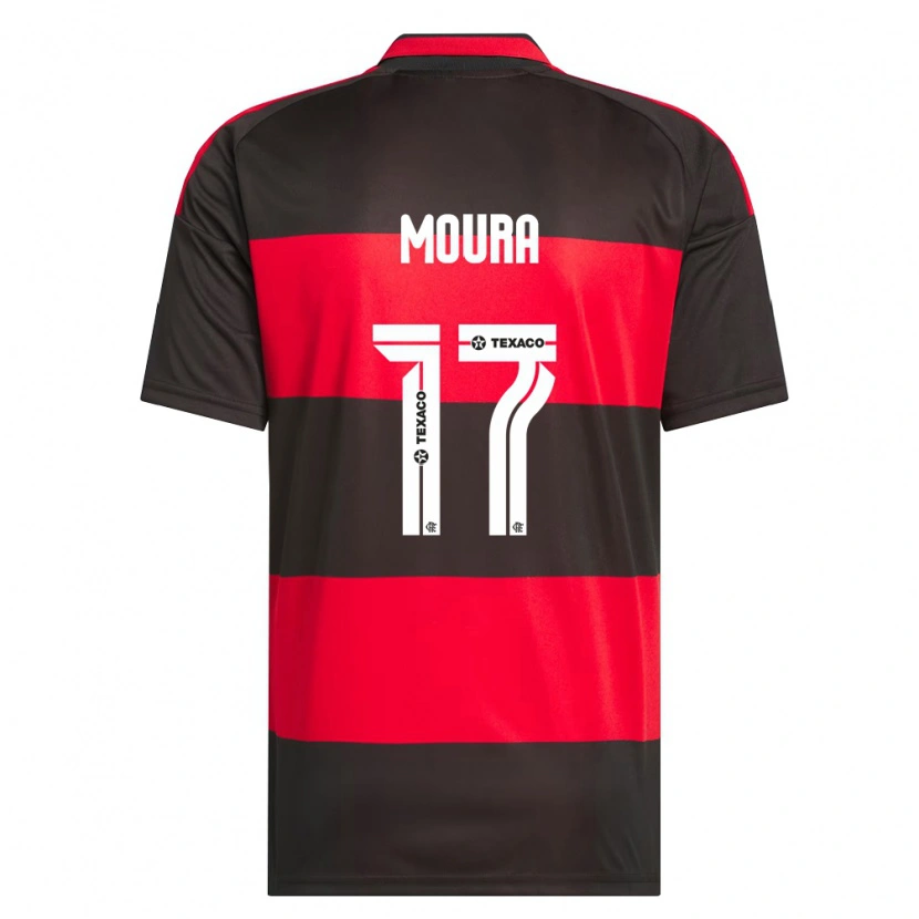 Danxen Hombre Camiseta Hugo Moura #17 Rojo Negro Blanco 1ª Equipación 2026/27 La Camisa